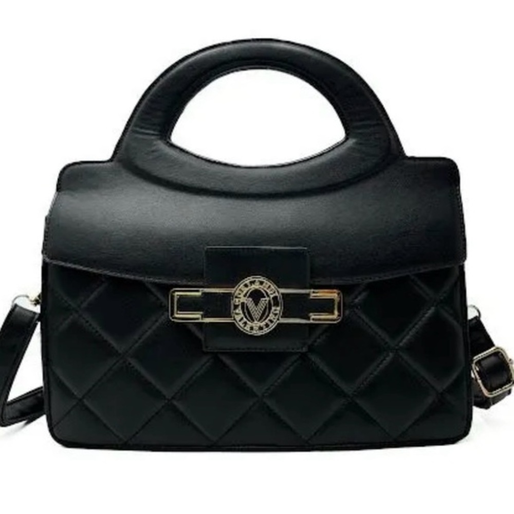 Valentino Orlandi Elegant Black Quilted Handbag